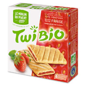 Бисквиты TwiBio Fraise с клубничной начинкой, 150г ― Сеть магазинов "La Bio". Интернет-магазин биопродуктов.